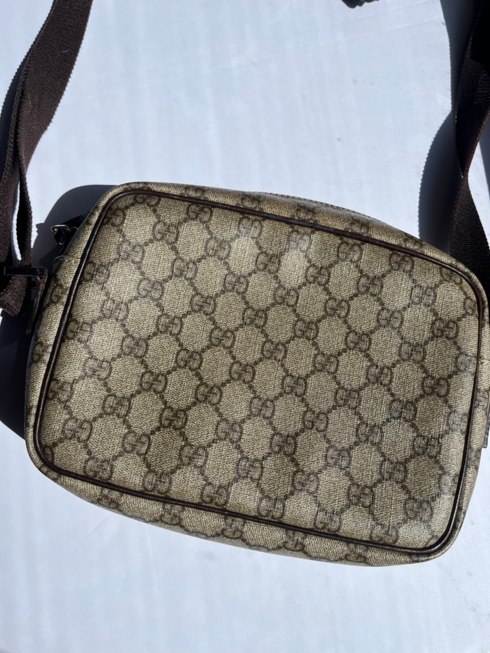 Gucci Brown and Beige Monogram Messenger Bag - Picture 3 of 5